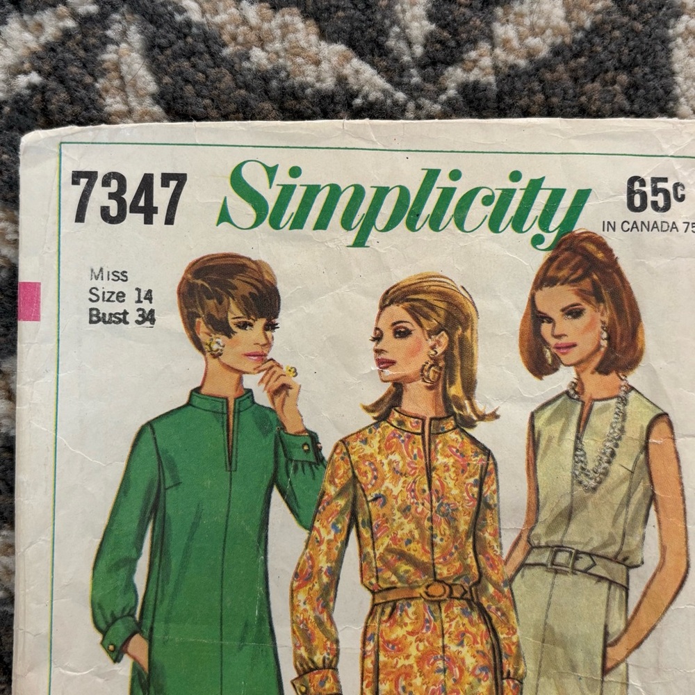 60's Simplicity Pattern 7347 - Misses Dress Pattern - Bust 34 - Simplicity 7347 - Picture 5 of 7